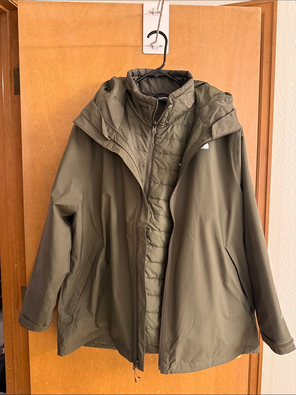 The North Face Olive Green Hooded Performance Jacket-2 in one jacket